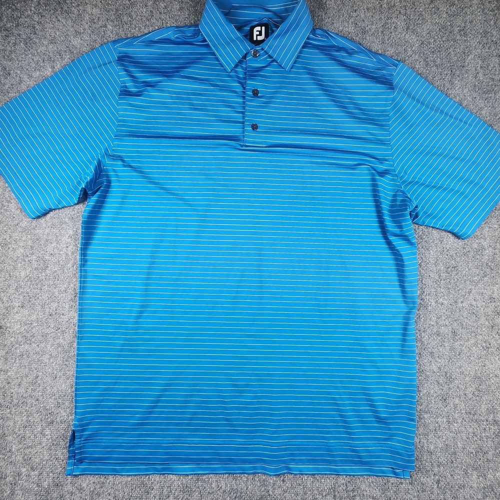 FootJoy Mens Blue Striped ProDry Short Sleeve Golf Polo Shirt Size XL